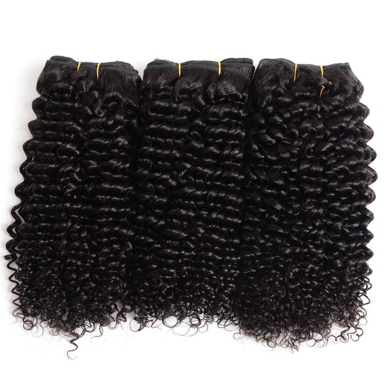 Luxnovolex Curly Bundles Human Hair Brazilian Kinky Curly Virgin Hair 18 inch 3 Bundles 9A Grade Unprocessed Remy Virgin Curly Human Hair Weave Extensions with Natural Black Color - Image 2